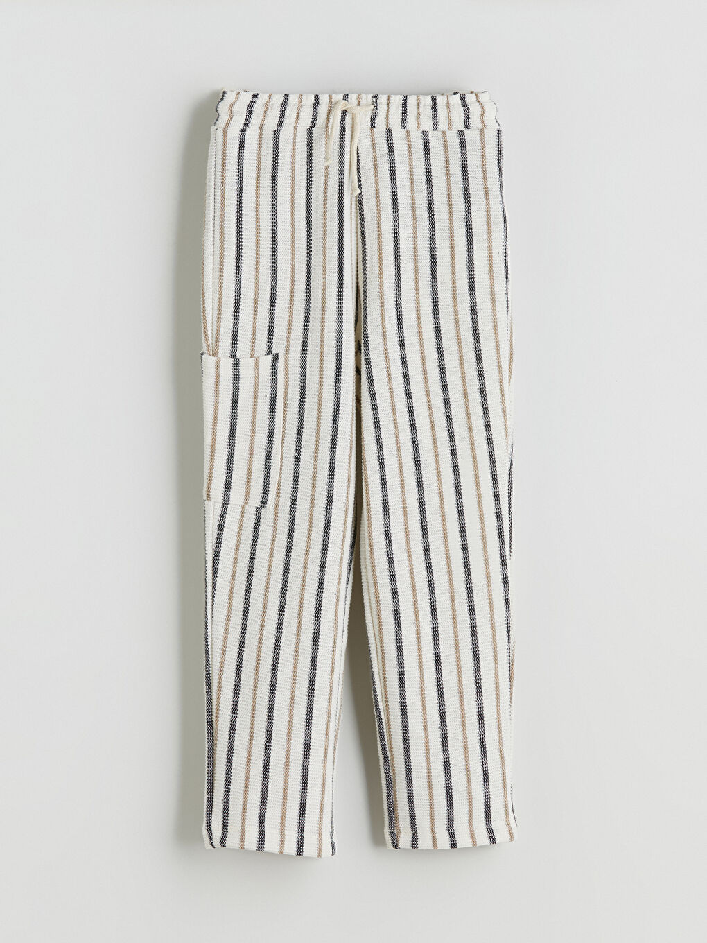 Ekru Çizgili Erkek Çocuk Kargo Eşofman Altı