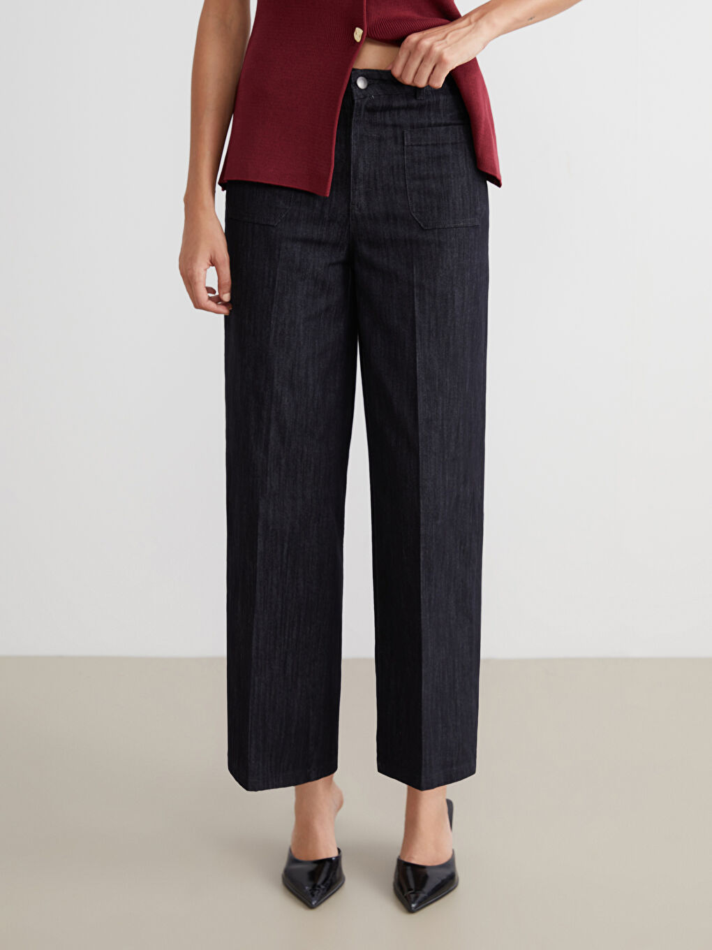 İndigo Wideleg Kadın Jean Pantolon-1