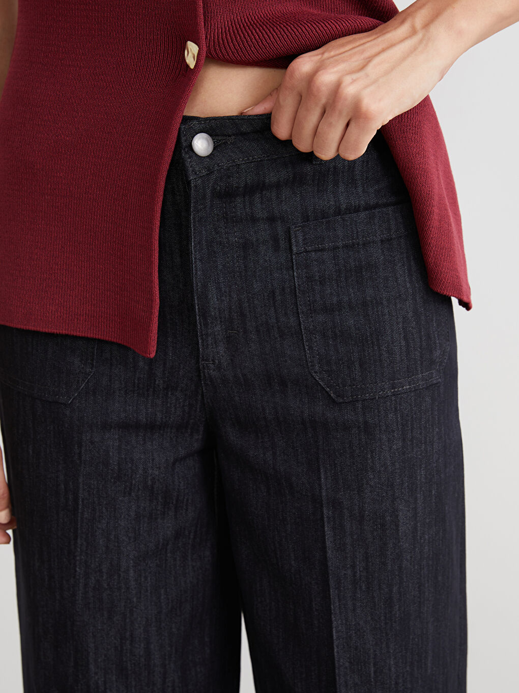 İndigo Wideleg Kadın Jean Pantolon-2