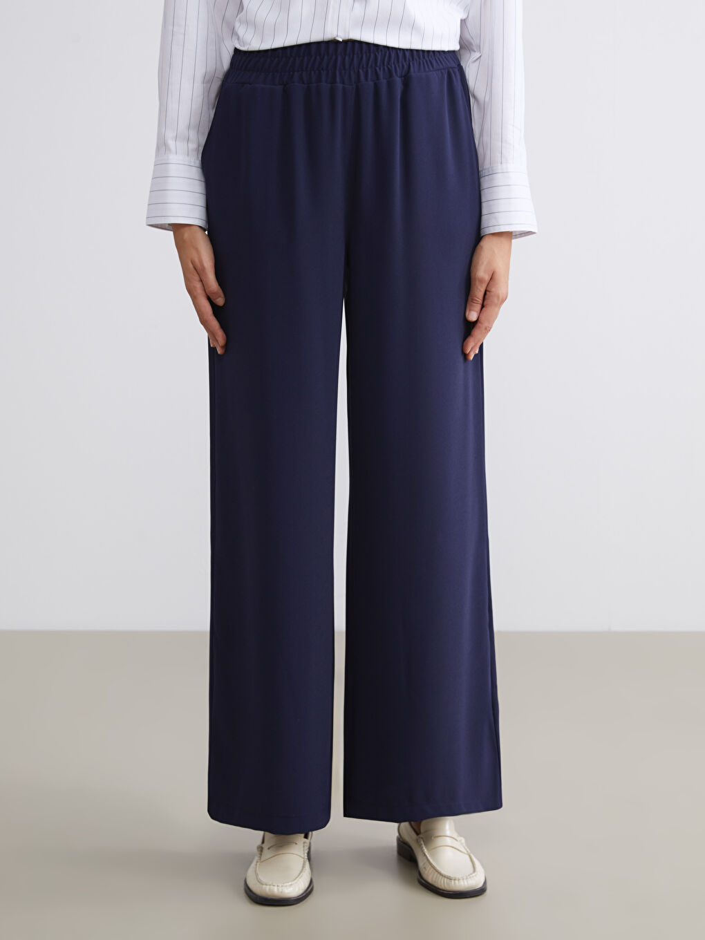 LCW Vision Elastic Waist Wide Leg Women's Trousers -W5KB18Z8-ZR5