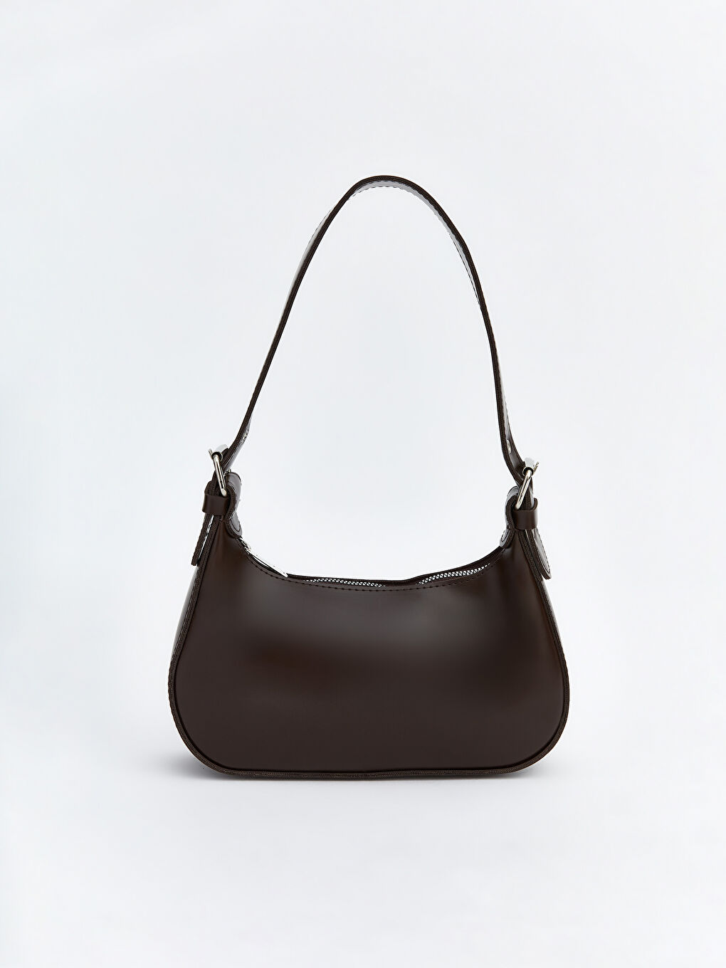 Kahverengi Deri Görünümlü Kadın Baget Çanta