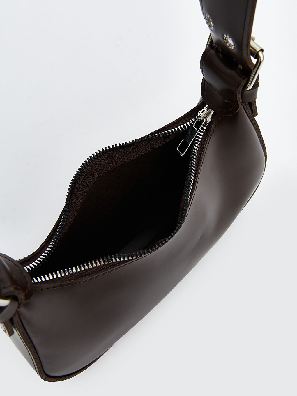 Kahverengi Deri Görünümlü Kadın Baget Çanta-3