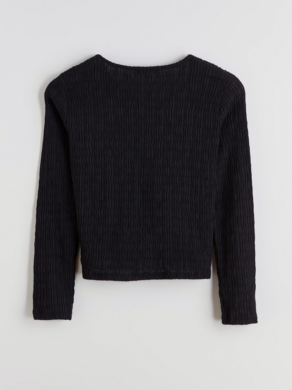 Siyah V Yaka Dokulu Kadın Hırka-5