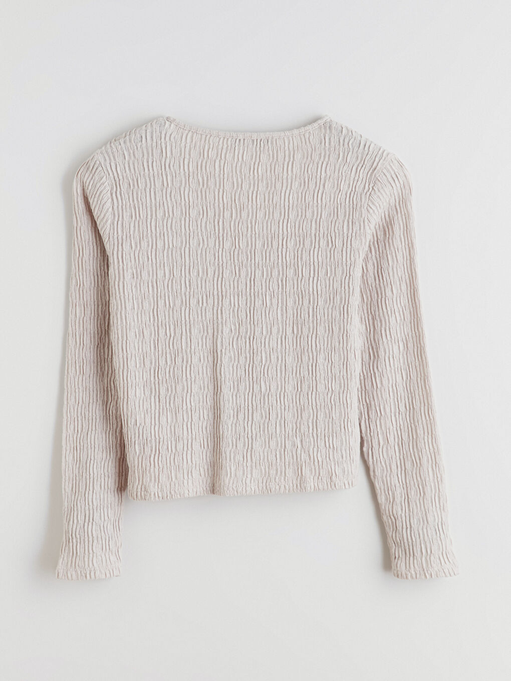 Gri V Yaka Dokulu Kadın Hırka-5