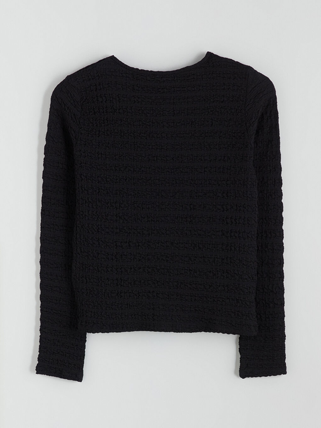 Siyah Bisiklet Yaka Dokulu Kadın Hırka-5