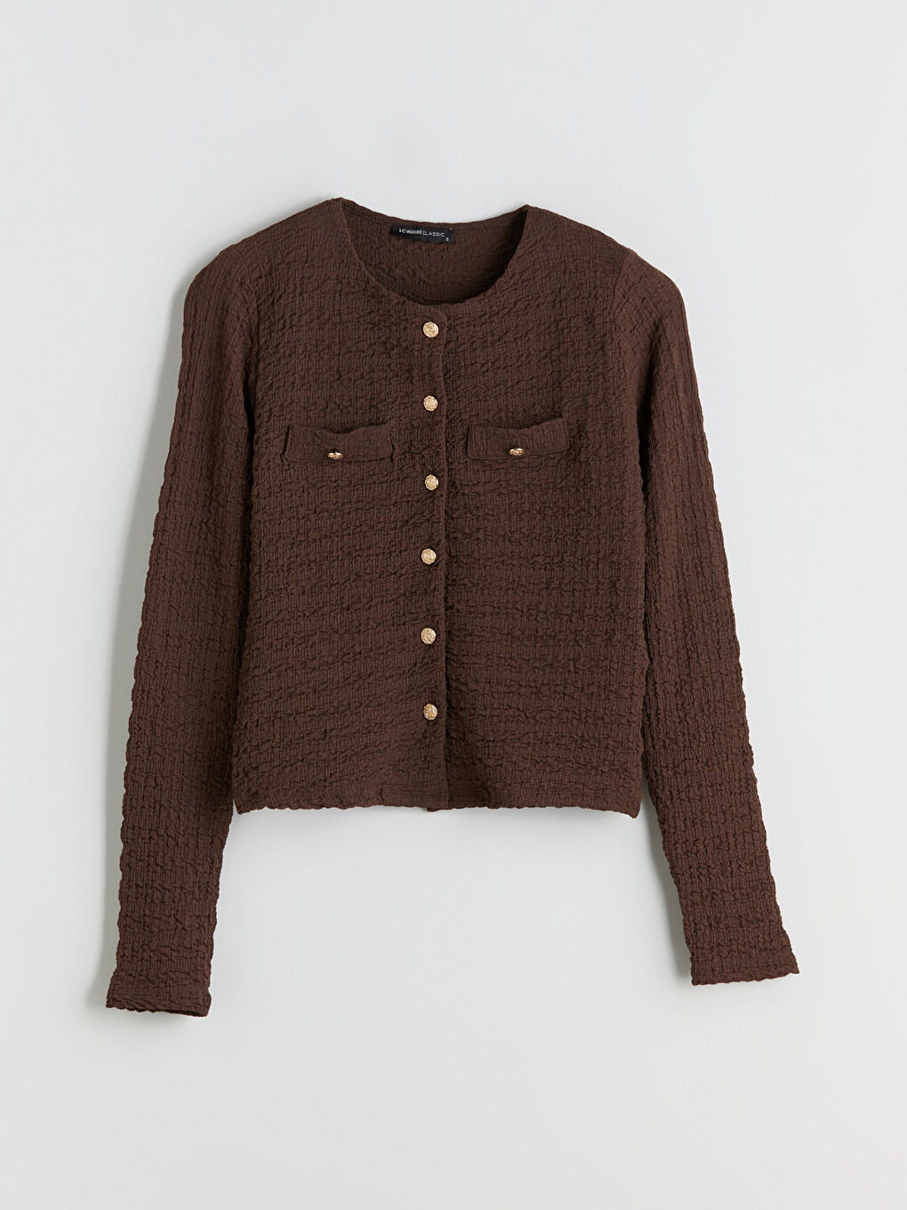 Kahverengi Bisiklet Yaka Dokulu Kadın Hırka-4