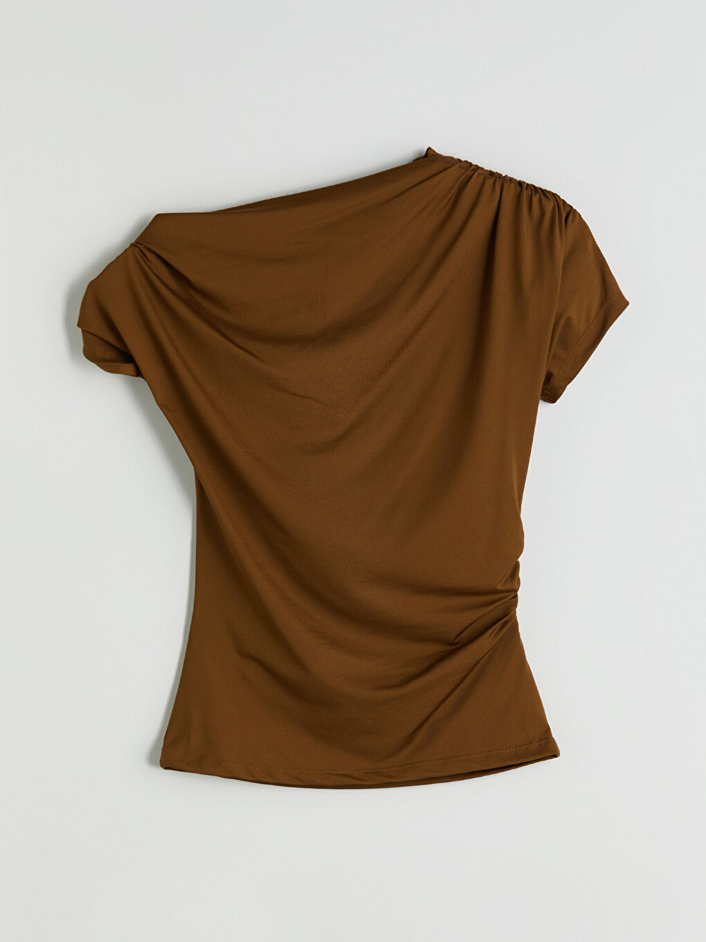 LCW Vision Slash Neck Ruched Blouse -W5KB58Z8-HCR