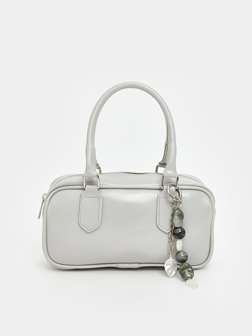 Gri Deri Görünümlü Kadın Kol Çantası