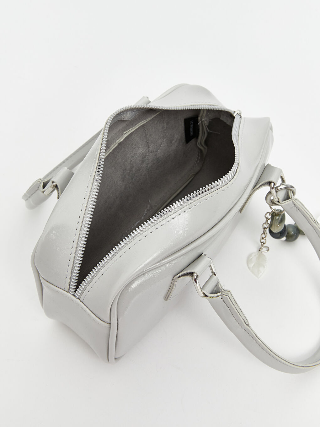 Gri Deri Görünümlü Kadın Kol Çantası-3