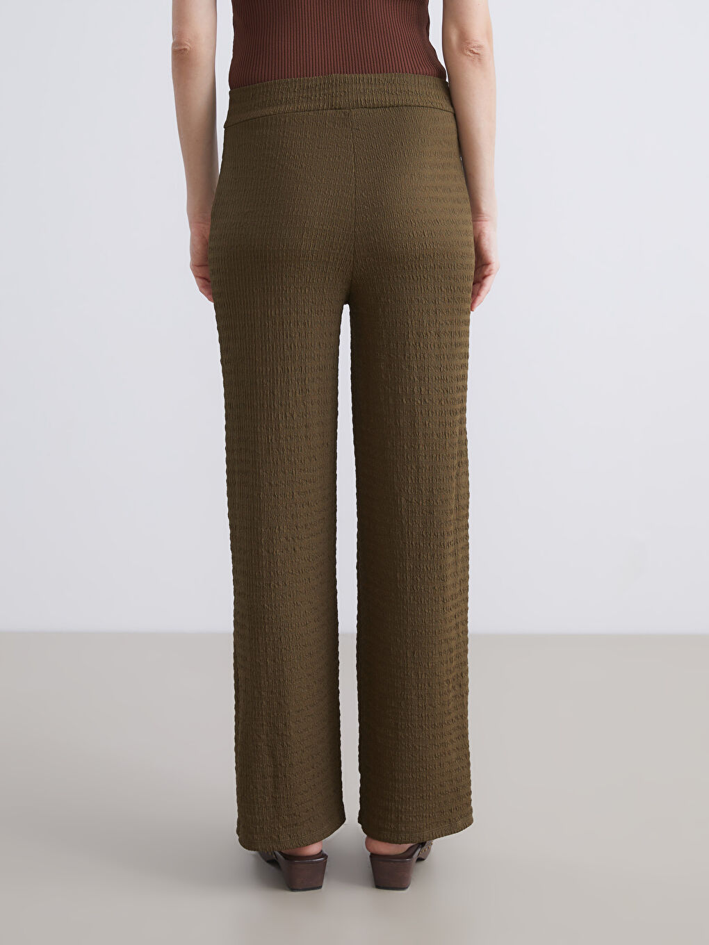 Elasticated Waist Textured Women's Trousers-3