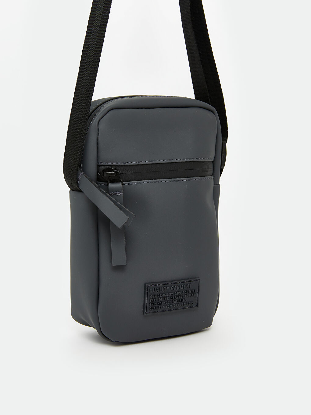 Gri Deri Görünümlü Erkek Çapraz Çanta-1