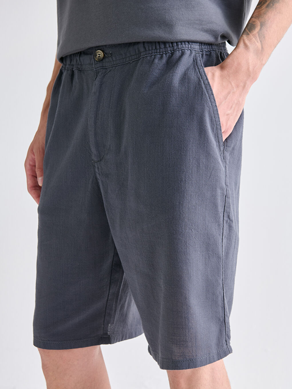 Antrasit Standart Kalıp Erkek Şort-2