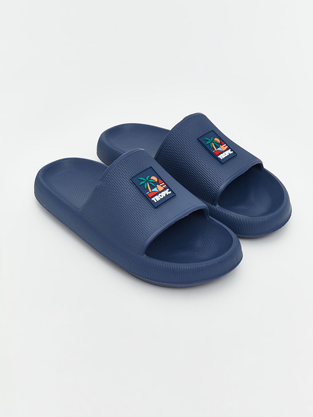 Lacivert Baskılı Tek Bantlı Erkek Terlik