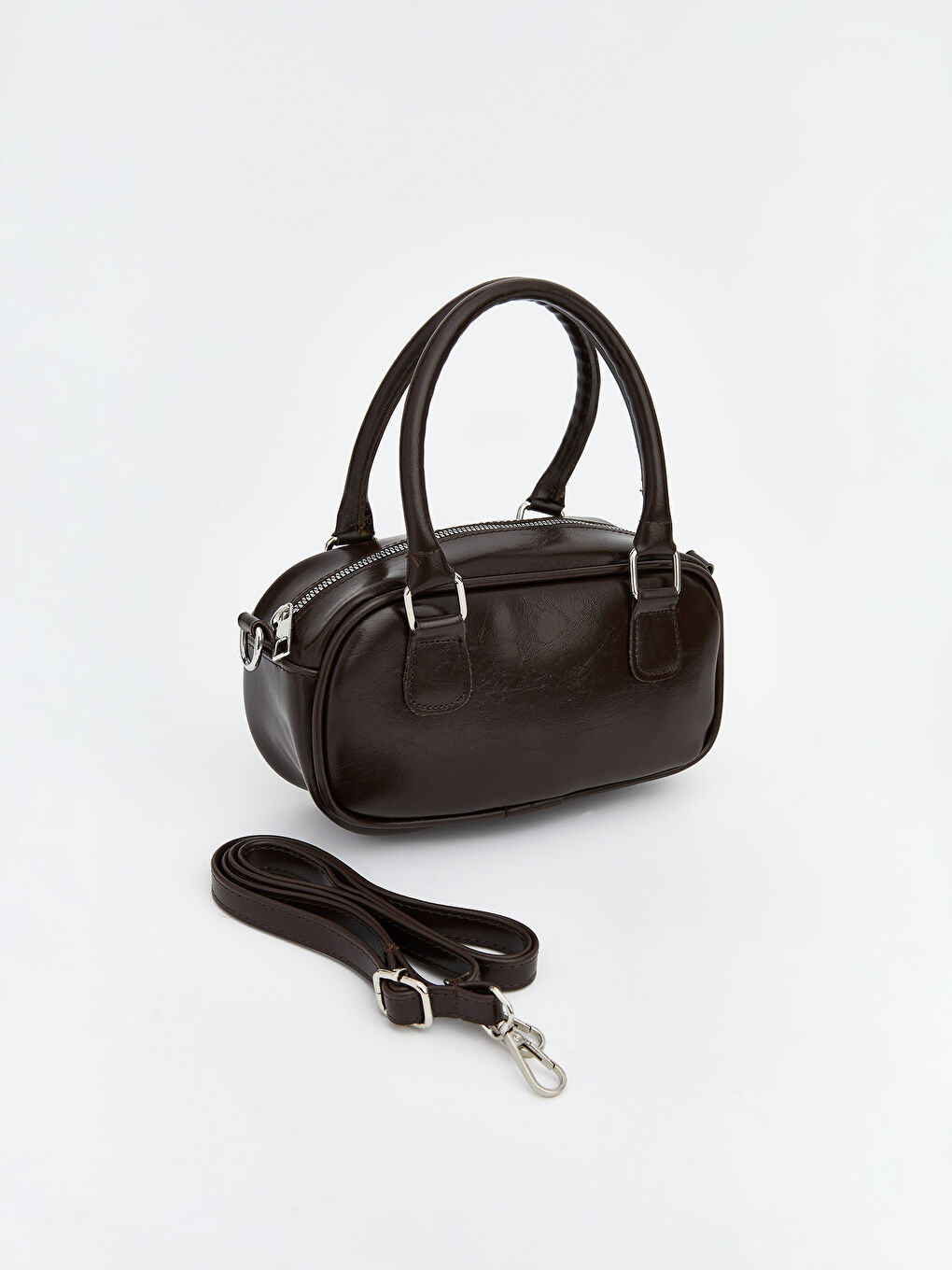 Kahverengi Deri Görünümlü Kadın Omuz Çantası-1