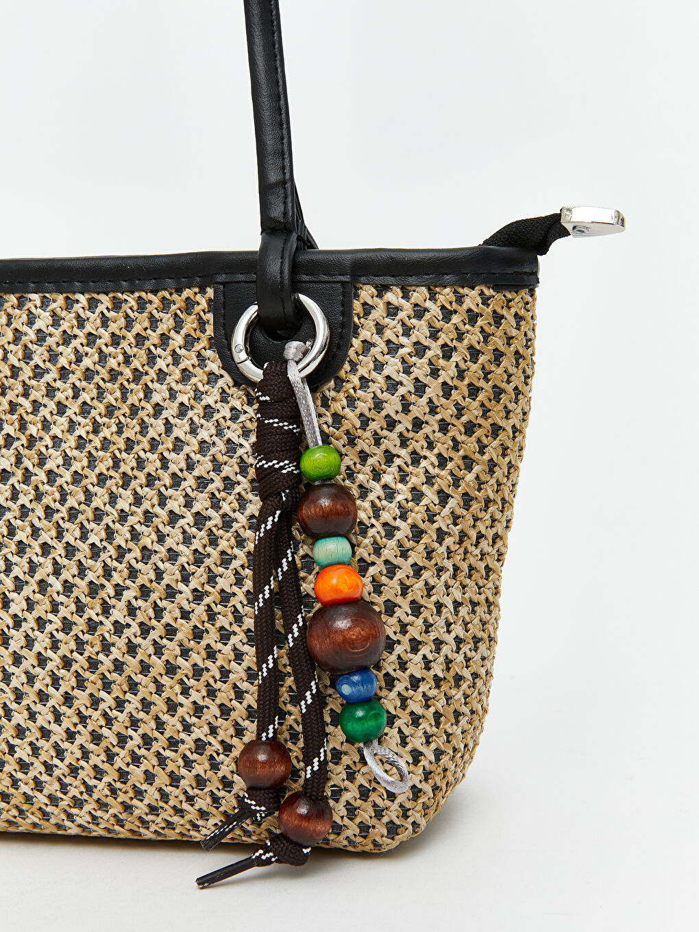 Bej Hasır Örgülü Kadın Omuz Çantası-2