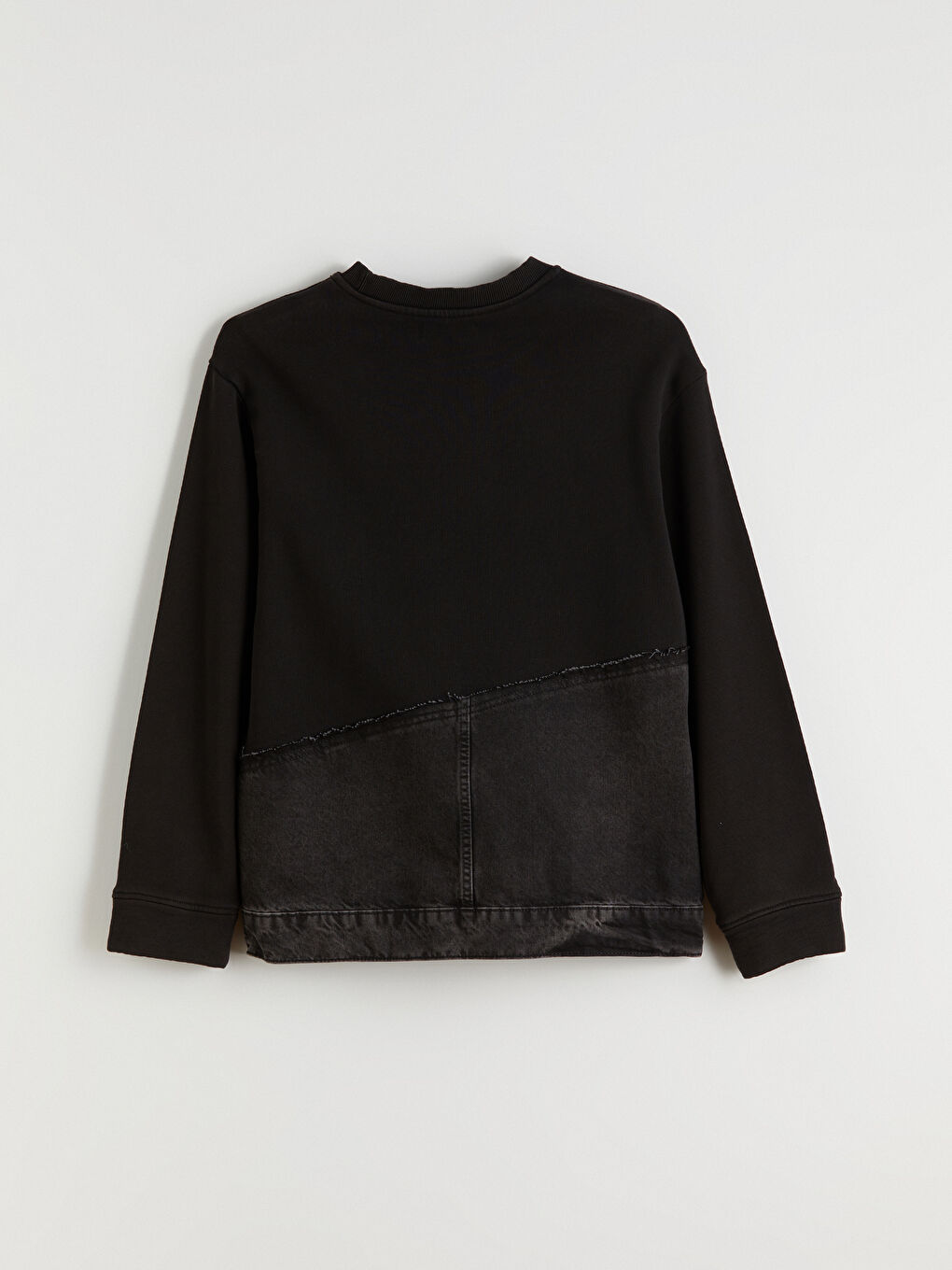 Siyah Bisiklet Yaka Oversize Kadın Sweatshirt-6