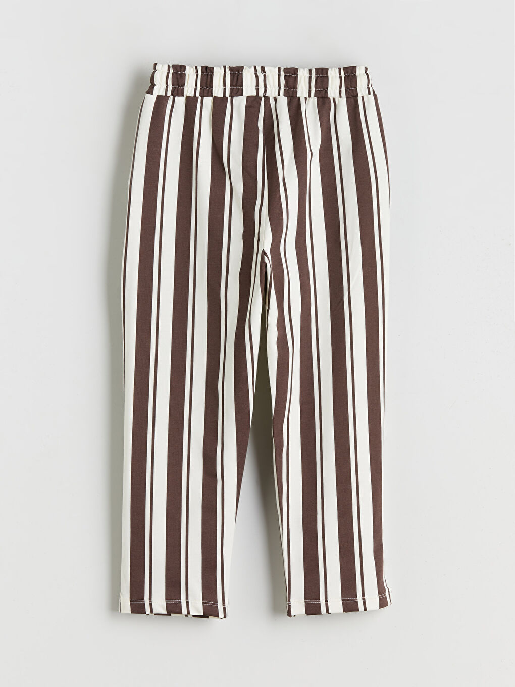 Kahverengi Beli Lastikli Çizgili Erkek Çocuk Pantolon-1