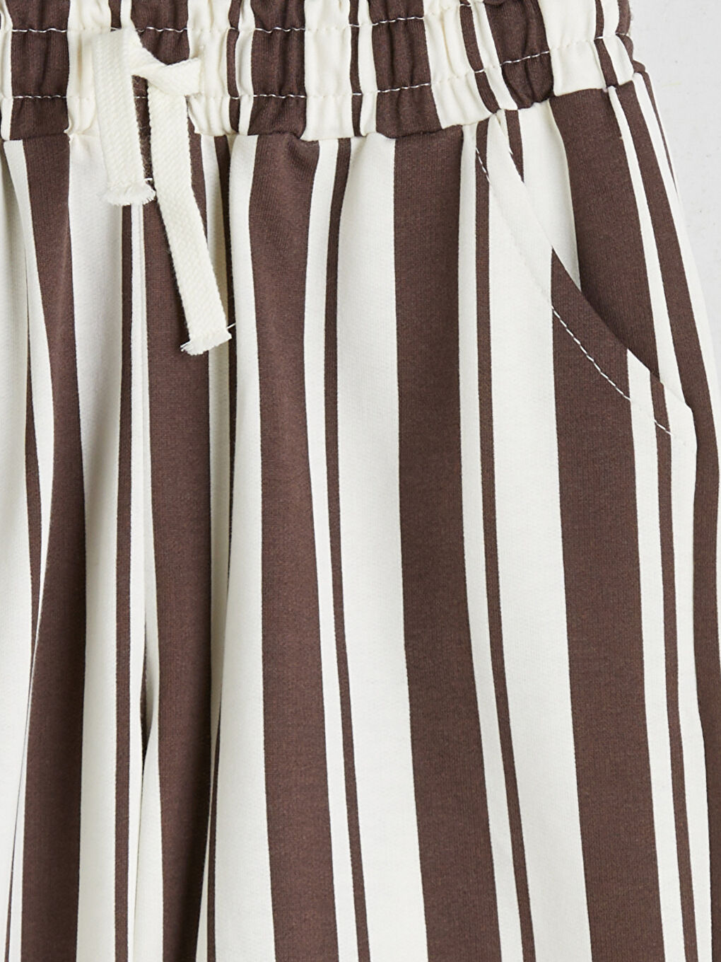 Kahverengi Beli Lastikli Çizgili Erkek Çocuk Pantolon-2