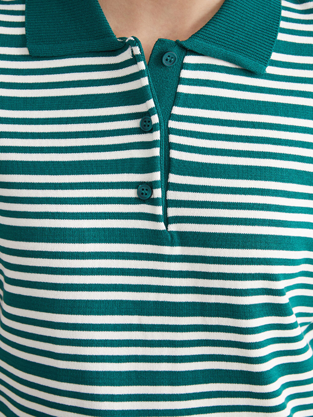Polo Neck Striped Women's Knitwear Sweater-2