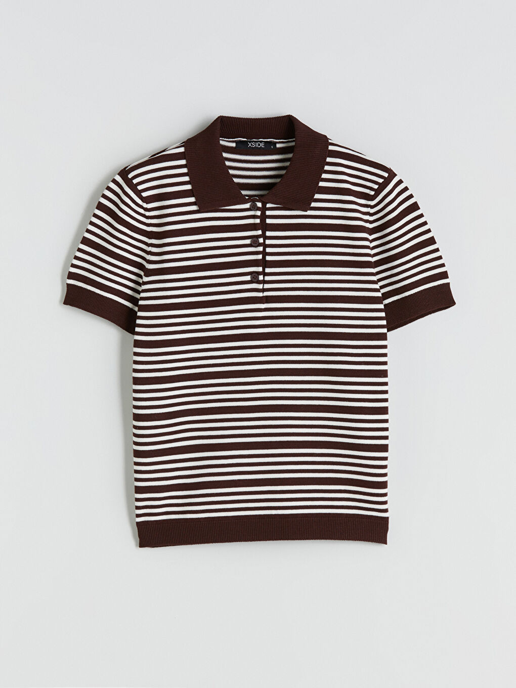 Polo Neck Striped Women's Knitwear Sweater-4
