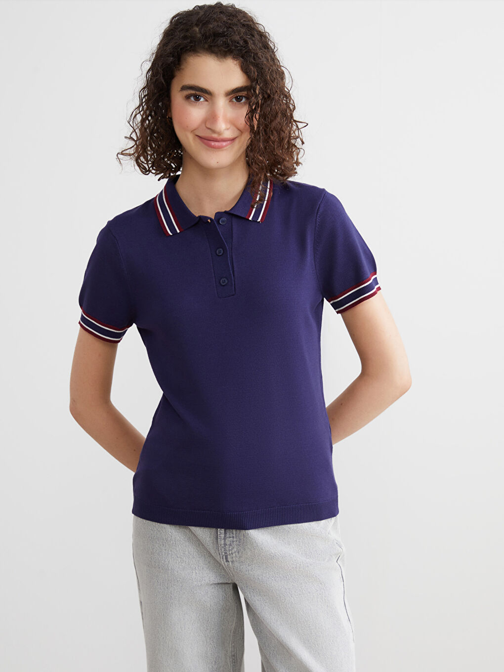 Polo Neck Women's Knitwear Sweater