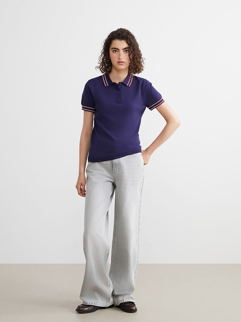 Polo Neck Women's Knitwear Sweater-1