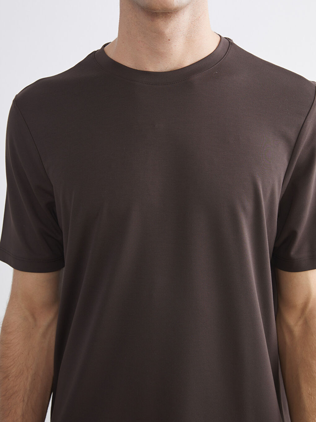 Kahverengi Bisiklet Yaka Erkek Tişört-2