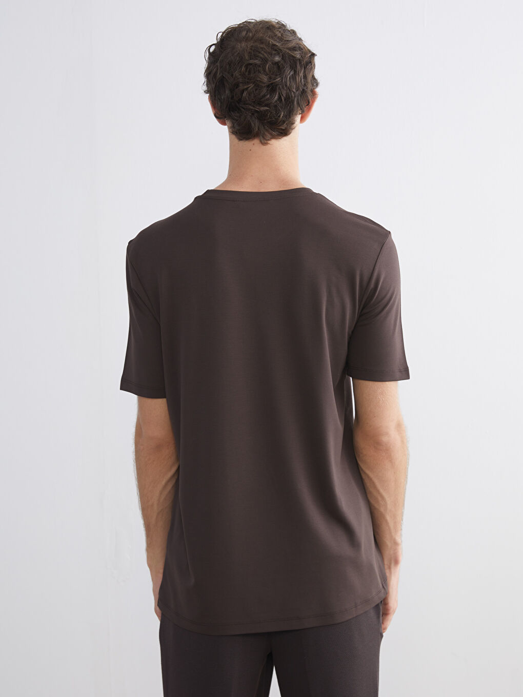 Kahverengi Bisiklet Yaka Erkek Tişört-3