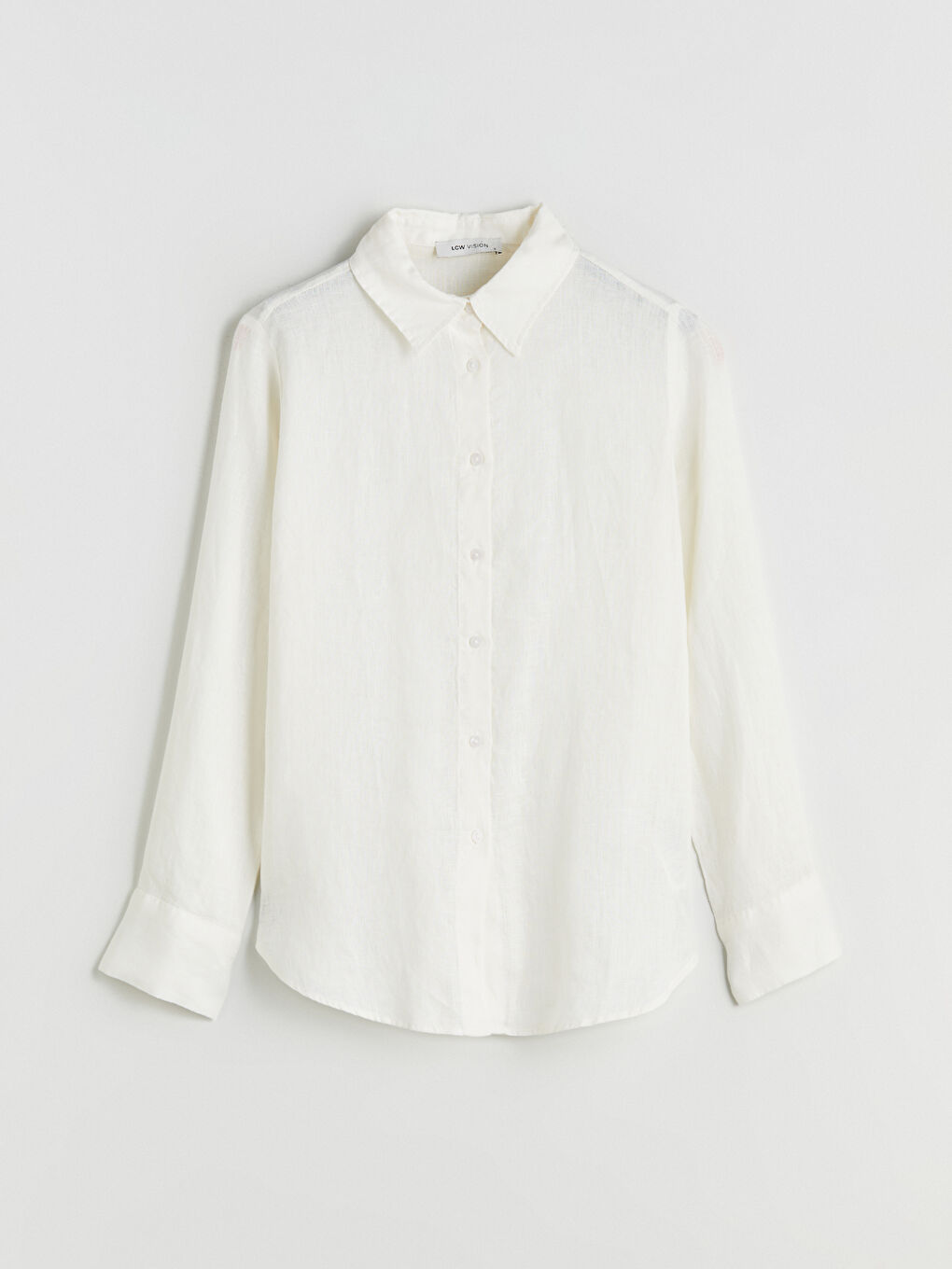 Ekru %100 Keten Kadın Gömlek-4