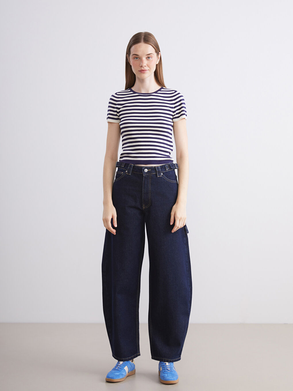 İndigo Baggy Fit Kadın Jean Pantolon