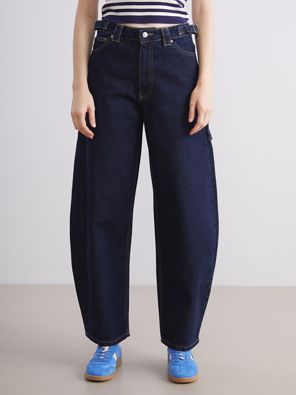 İndigo Baggy Fit Kadın Jean Pantolon-1