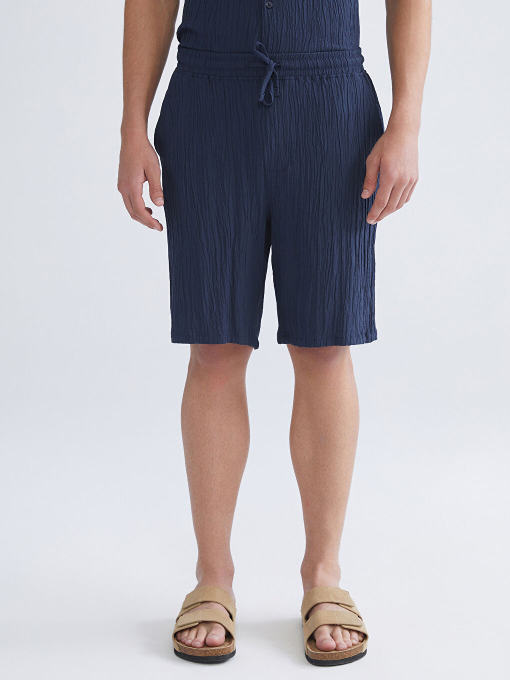 Lacivert Rahat Kalıp Erkek Şort-1