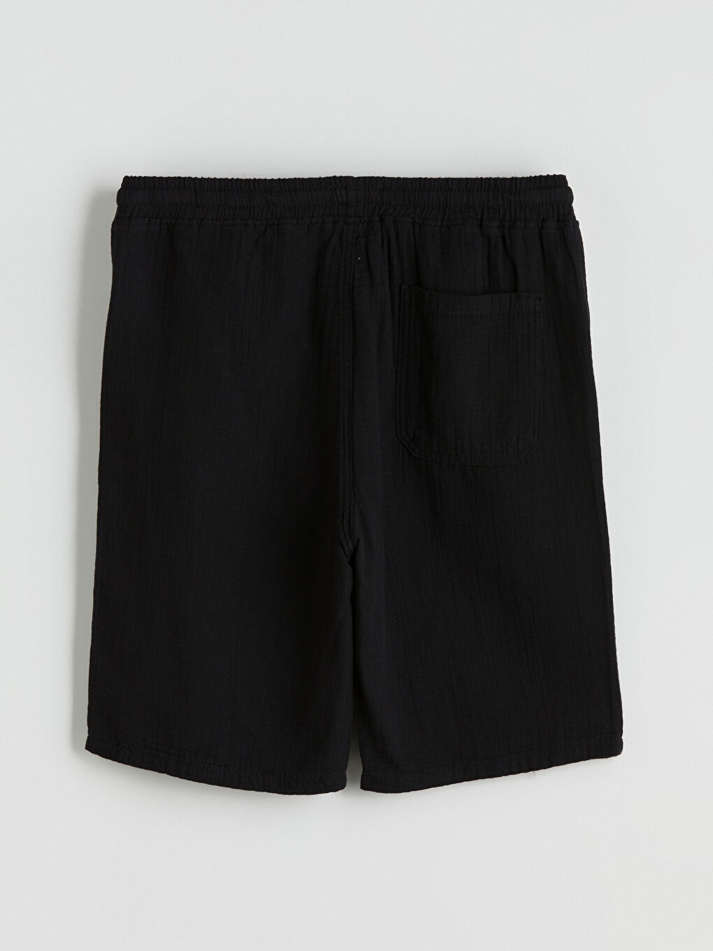 Siyah Rahat Kalıp Müslin Erkek Şort-5