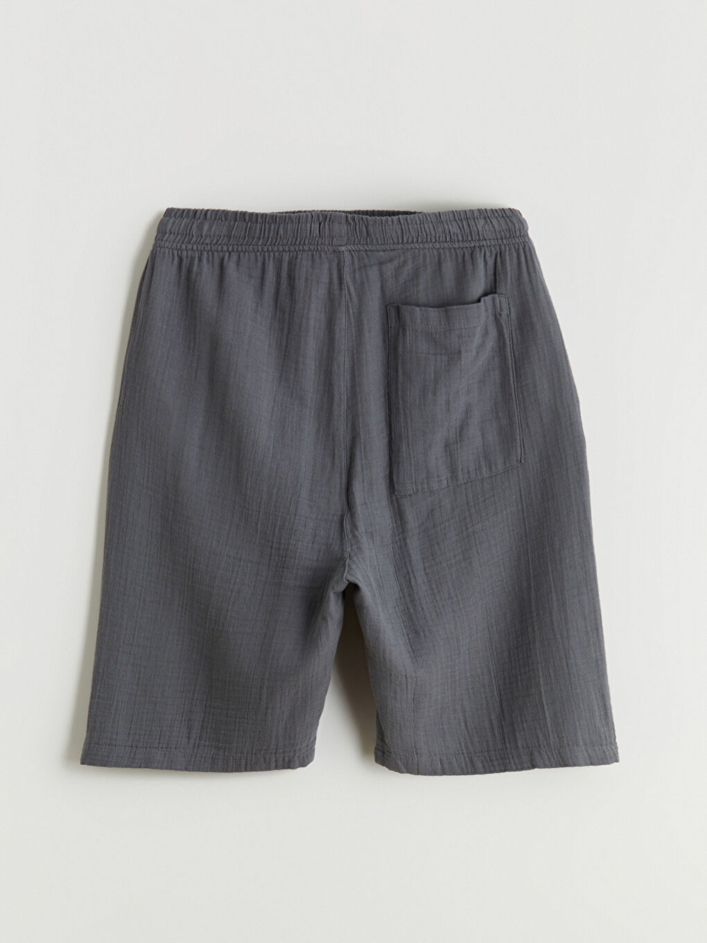 Gri Rahat Kalıp Müslin Erkek Şort-5