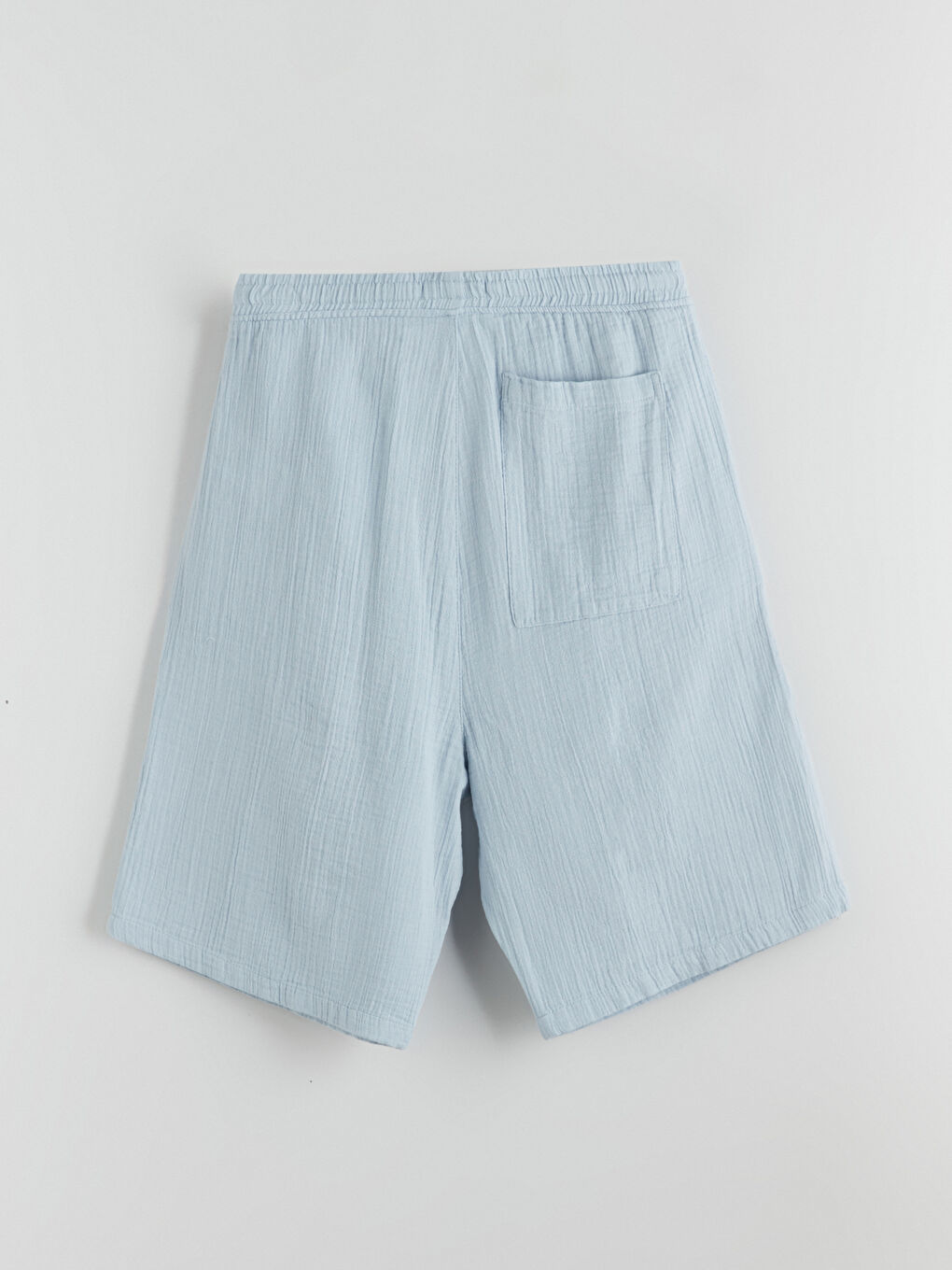 Mavi Rahat Kalıp Müslin Erkek Şort-5