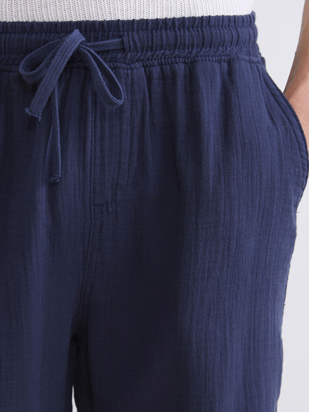 Lacivert Rahat Kalıp Müslin Erkek Şort-2