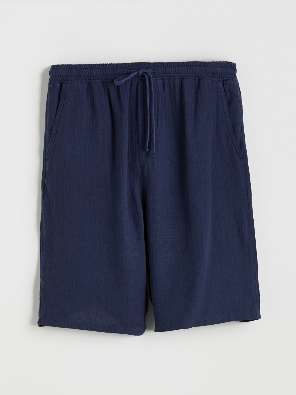 Lacivert Rahat Kalıp Müslin Erkek Şort-4