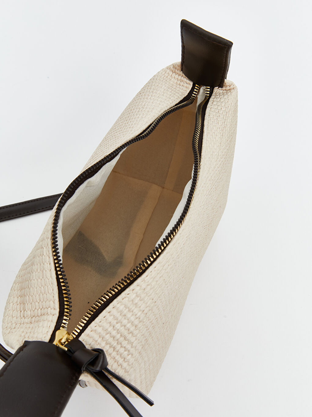 Bej Deri Görünümlü Kadın Omuz Çantası-1