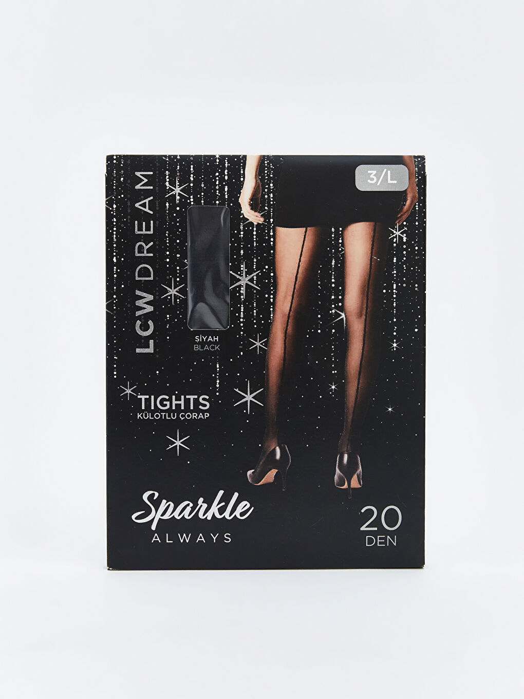 Siyah 20 Denye Parlak Çizgi Detaylı Kadın Külotlu Çorap-6