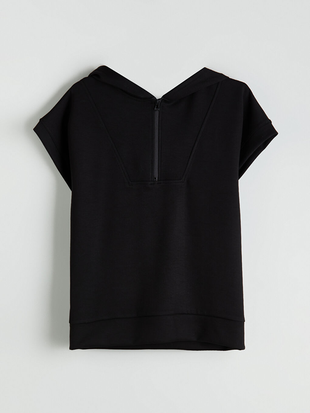 Siyah Fermuarlı Yaka Soft Touch Kadın Hoodie-5