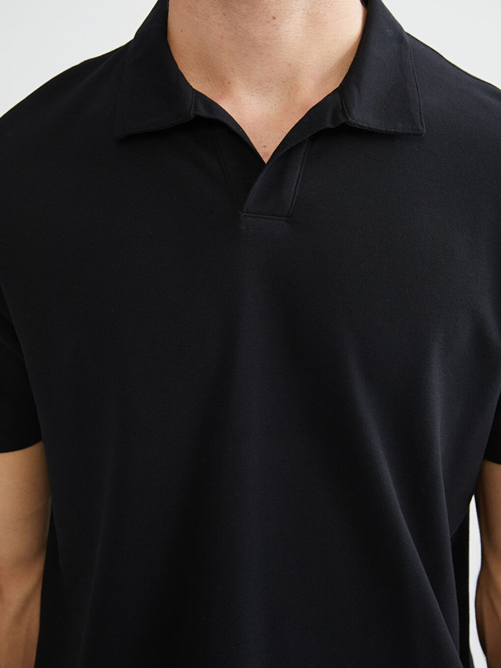 Siyah Polo Yaka Pike Erkek Tişört-2