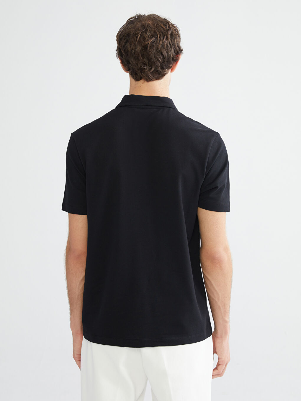 Siyah Polo Yaka Pike Erkek Tişört-3