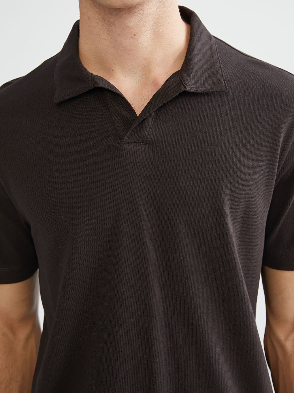 Kahverengi Polo Yaka Pike Erkek Tişört-2