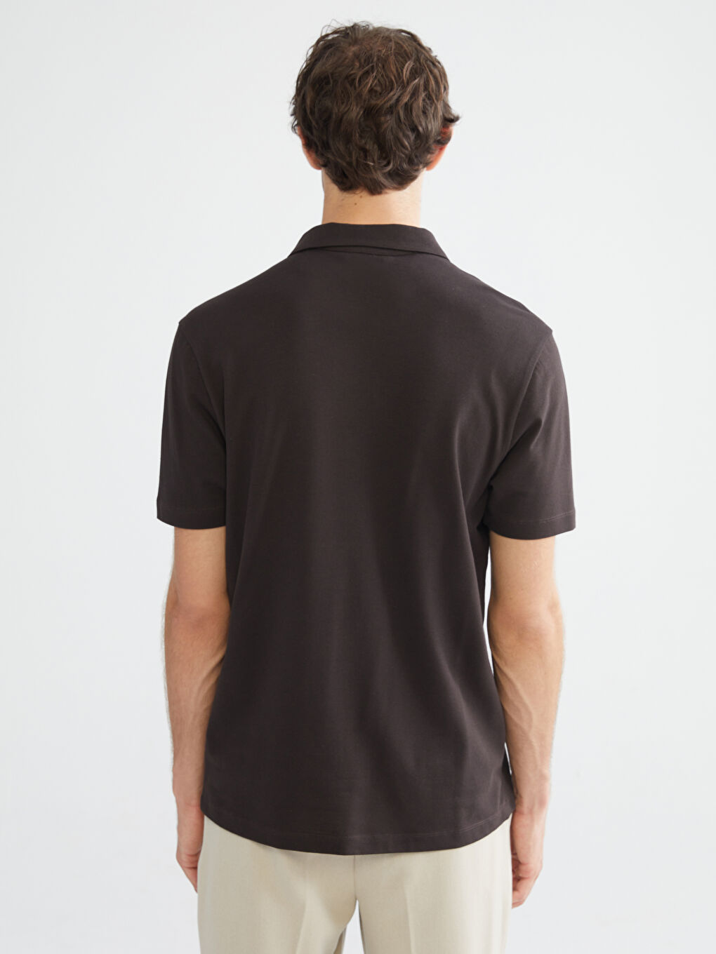 Kahverengi Polo Yaka Pike Erkek Tişört-3