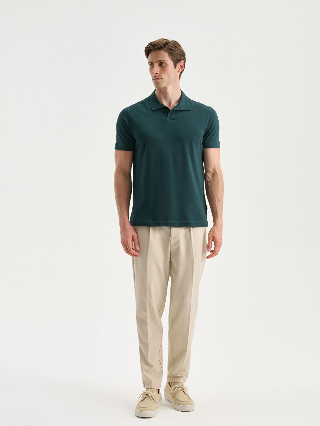 Petrol Polo Yaka Pike Erkek Tişört-1