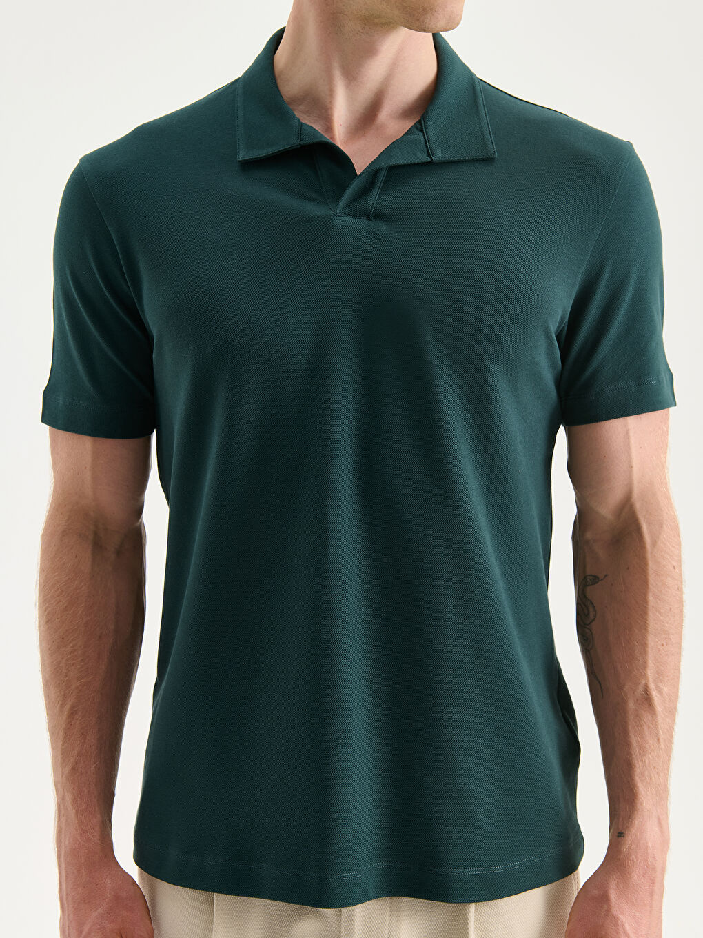 Petrol Polo Yaka Pike Erkek Tişört-2