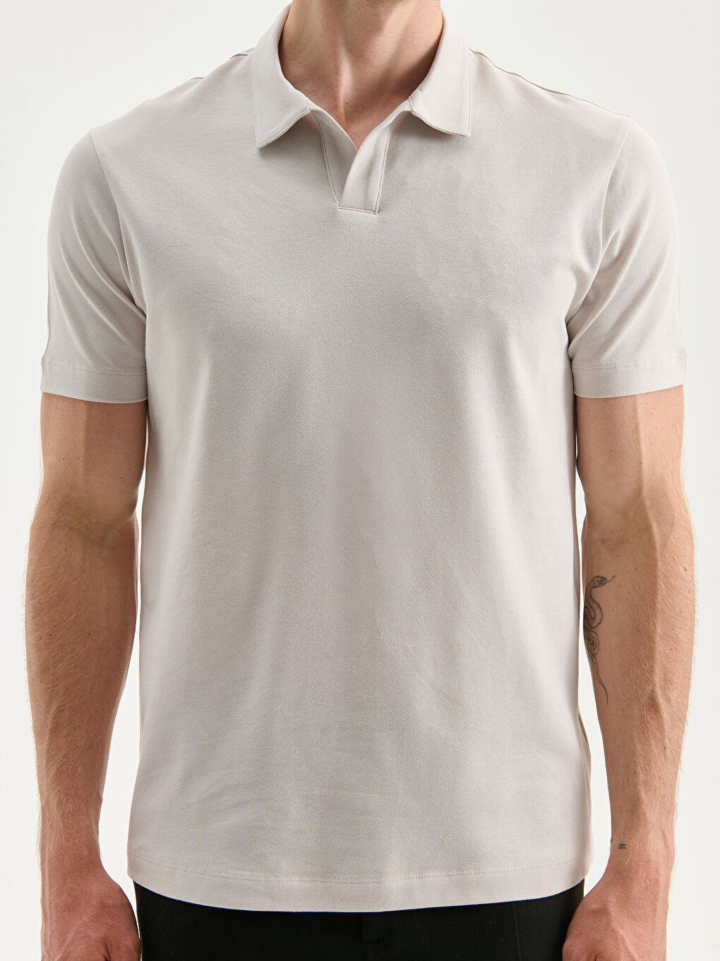 Bej Polo Yaka Pike Erkek Tişört-2