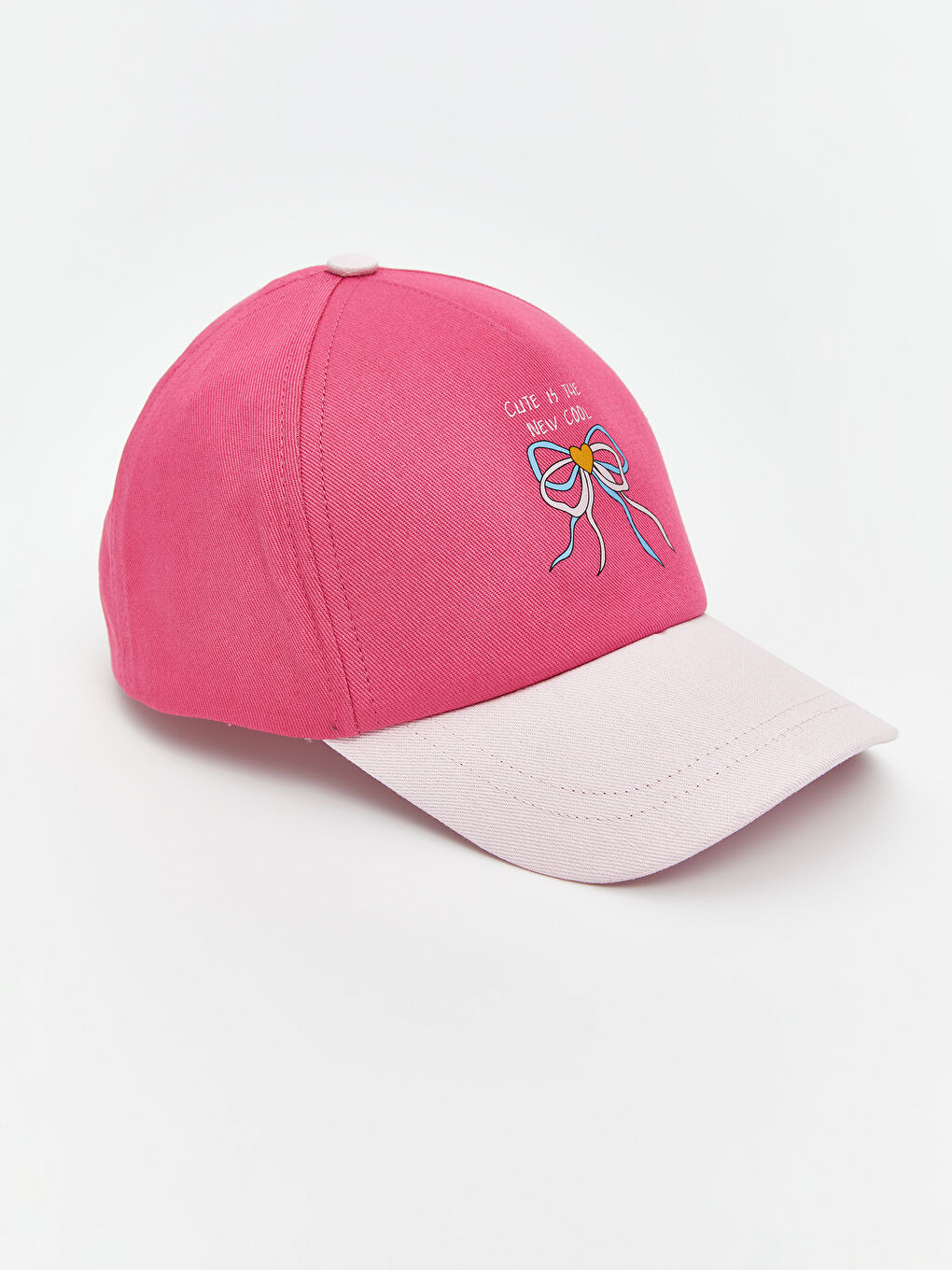Fuşya Fiyonk Baskılı Kız Çocuk Kep Şapka-1