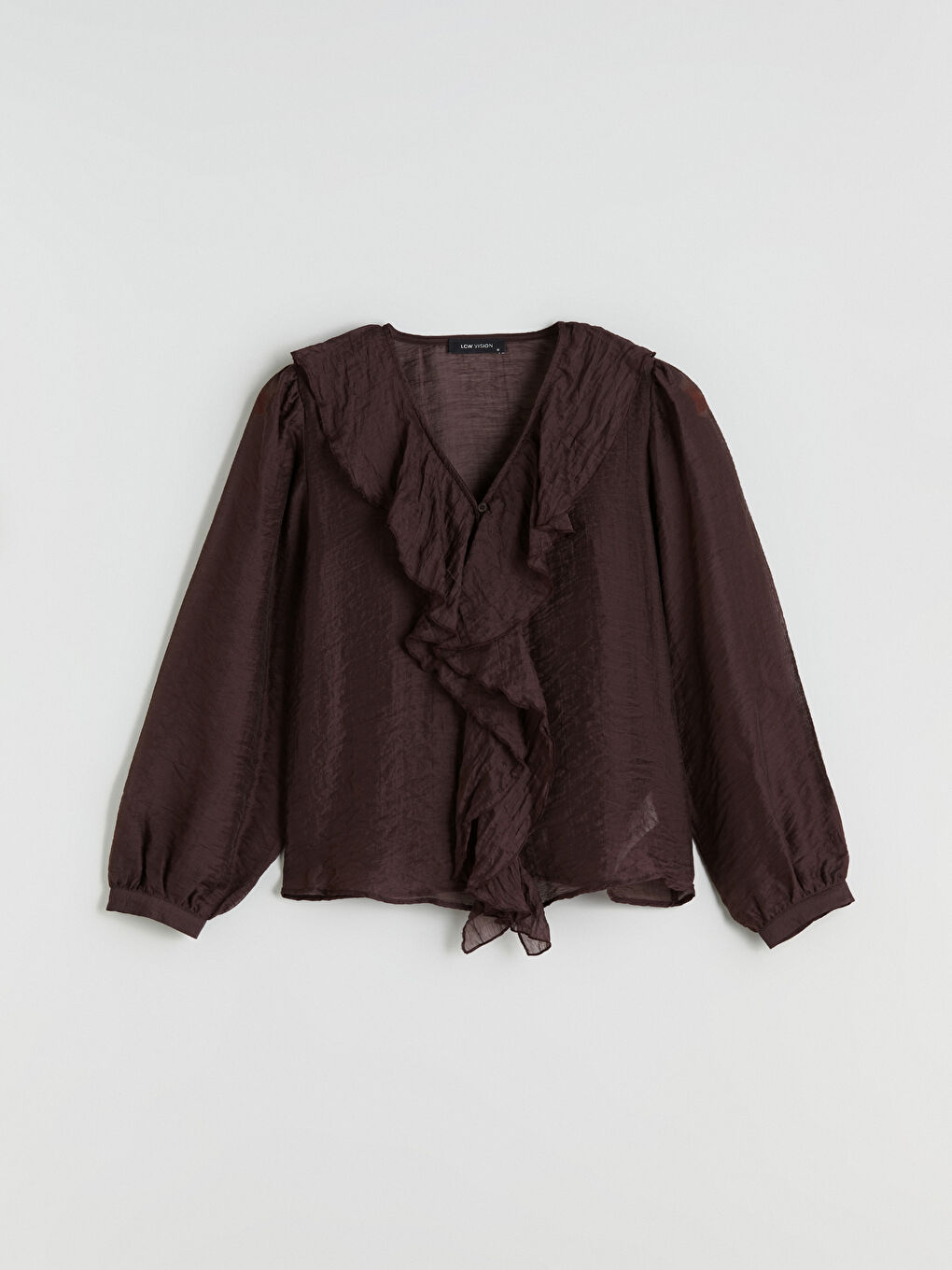 V Neck Frilled Chiffon Blouse-4