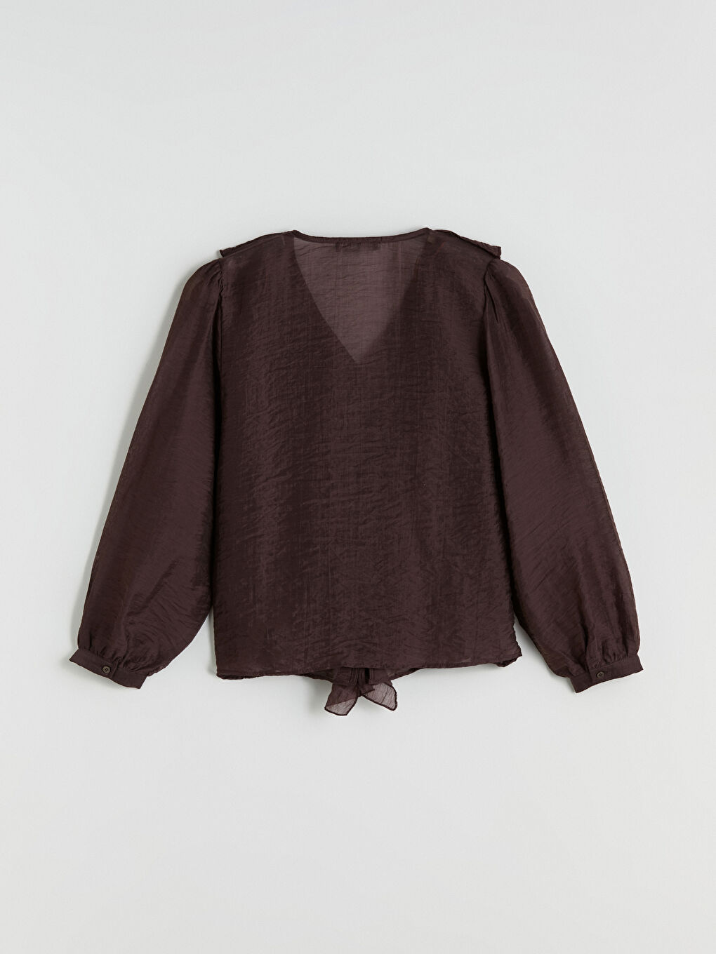 V Neck Frilled Chiffon Blouse-5